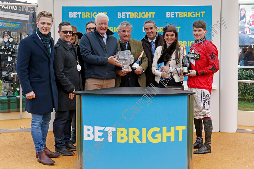 Ballyhill-0010 
 Presentation to Nigel Twiston-Davies and Jamie Bargary for The BetBright Best For Festival Betting Handicap Chase won by BALLYHILL Cheltenham 1 Jan 2018 - Pic Steven Cargill / Racingfotos.com