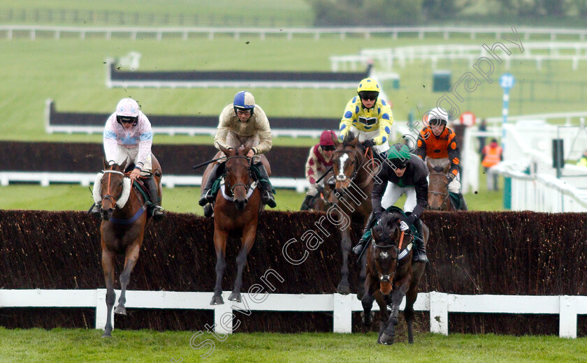 Hazel-Hill-0003 
 HAZEL HILL (2nd left, Alex Edwards) beats CARYTO DES BROSSES (right) in The Timico Mixed Open Gold Cup Final Hunters Chase
Cheltenham 3 May 2019 - Pic Steven Cargill / Racingfotos.com