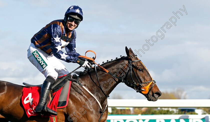 Dysart-Enos-0003 
 DYSART ENOS (Paddy Brennan) wins The Goffs Uk Nickel Coin Mares Standard Open National Hunt Flat Race
Aintree 13 Apr 2023 - Pic Steven Cargill / Racingfotos.com