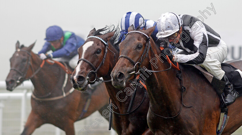 Heart-Of-Grace-0005 
 HEART OF GRACE (right, James Doyle) beats ANASHEED (centre) in The Oriens Aviation British EBF Maiden Fillies Stakes Div1 Goodwood 24 May 2018 - Pic Steven Cargill / Racingfotos.com