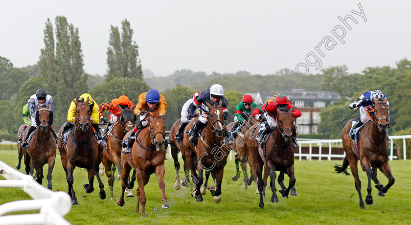 Two-Tempting-0001 
 TWO TEMPTING (left, blue cap, David Egan) beats DUAL IDENTITY (centre) and CLASSIC (2nd right) in The Listen to Betmgm On Talksport Handicap
Sandown 15 Jun 2024 - Pic Steven Cargill / Racingfotos.com