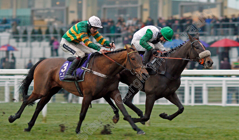 Vinndication-0003 
 VINNDICATION (right, Sean Bowen) beats CHAMP (left) in The Rosling King British EBF National Hunt Novices Hurdle Ascot 20 Jan 2018 - Pic Steven Cargill / Racingfotos.com