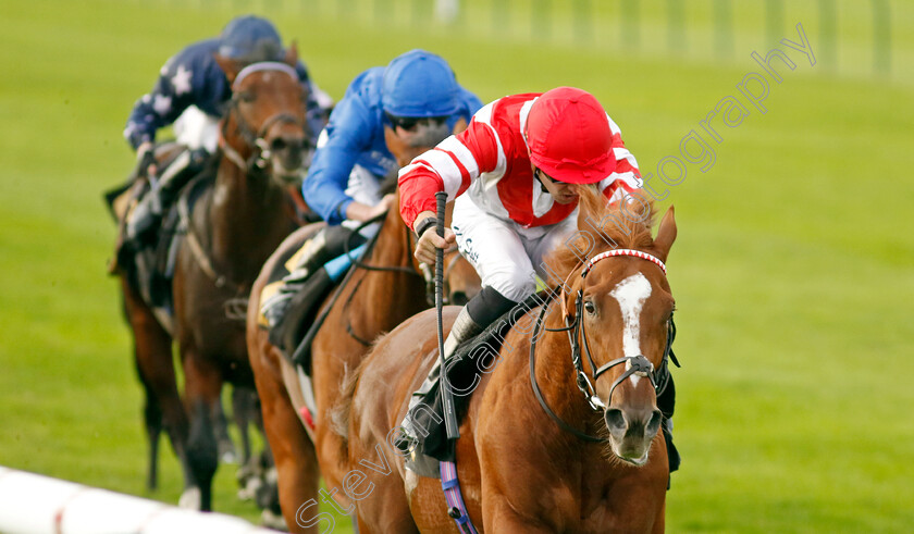 Hand-Of-God-0004 
 HAND OF GOD (Kevin Stott) wins The Virgin Bet Best Odds Daily British EBF Maiden Stakes
Newmarket 7 Oct 2023 - Pic Steven Cargill / Racingfotos.com