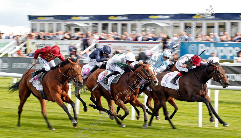 Alyssa-0001 
 ALYSSA (centre, Pat Dobbs) beats ALJEZEERA (right) and MELODIC MOTION (left) in The DFS Park Hill Stakes Doncaster 14 Sep 2017 - Pic Steven Cargill / Racingfotos.com