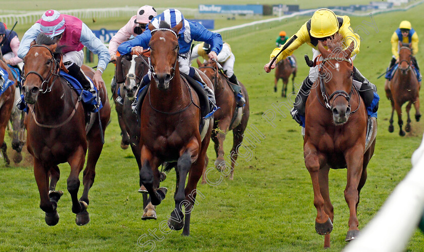 Addeybb-0002 
 ADDEYBB (right, Ryan Moore) beats AFAAK (centre) and FIRE BRIGADE (left) in The Shadwell Farm Handicap Newmarket 29 Sep 2017 - Pic Steven Cargill / Racingfotos.com