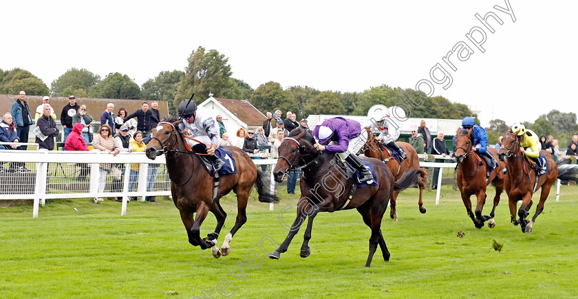 Cross-The-Tracks-0005 
 CROSS THE TRACKS (left, Neil Callan) beats MANHATTAN MIRAGE (right) in The British Stallion Studs EBF Novice Stakes Div2
Yarmouth 19 Sep 2023 - Pic Steven Cargill / Racingfotos.com