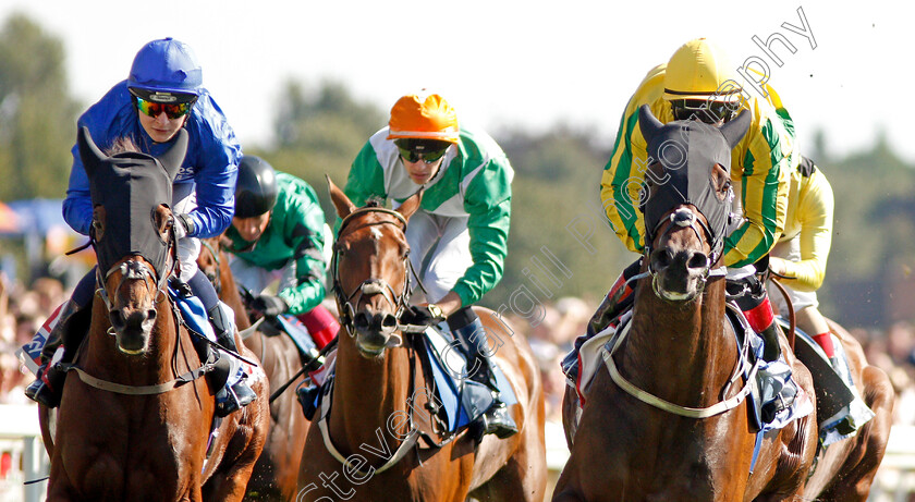 Mustajeer-0008 
 MUSTAJEER (right, Colin Keane) beats RED GALILEO (left) in The Sky Bet Ebor
York 24 Aug 2019 - Pic Steven Cargill / Racingfotos.com