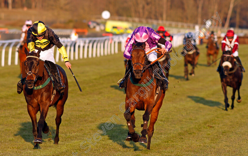 Oksana-0005 
 OKSANA (right, Jonathan England) beats ROMEO BROWN (left) in The Mansionbet Best Odds Guaranteed Handicap Hurdle
Market Rasen 19 Apr 2021 - Pic Steven Cargill / Racingfotos.com