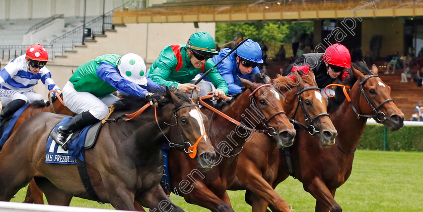 Rouhiya-0002 
 ROUHIYA (2nd left, Maxime Guyon) beats KATHMANDU (left) ROMANTIC STYLE (2nd right) and VESPERTILIO (right) in The Emirates Poule d'Essai des Pouliches
Longchamp 12 May 2024 - Pic Steven Cargill / Racingfotos.com