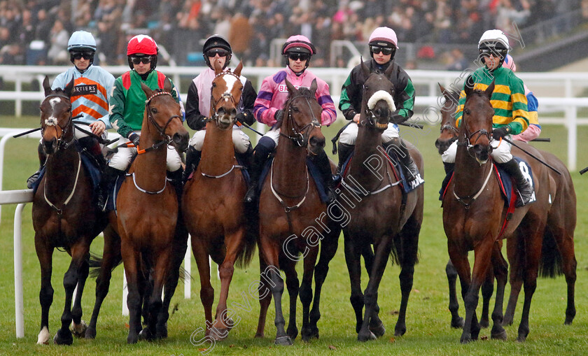 Crambo-0014 
 CRAMBO (centre, Jonathan Burke) with the field before winning The Howden Long Walk Hurdle
Ascot 21 Dec 2024 - Pic Steven Cargill / Racingfotos.com