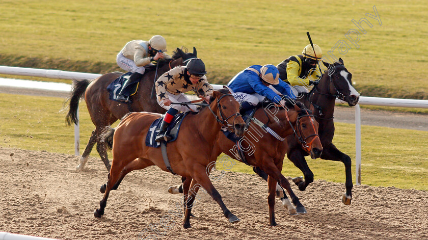 Twice-As-Likely-0001 
 TWICE AS LIKELY (left, George Rooke) beats CHERISH (centre) and TOOLMAKER (right) in The Betway Classified Stakes Div2
Wolverhampton 12 Mar 2021 - Pic Steven Cargill / Racingfotos.com