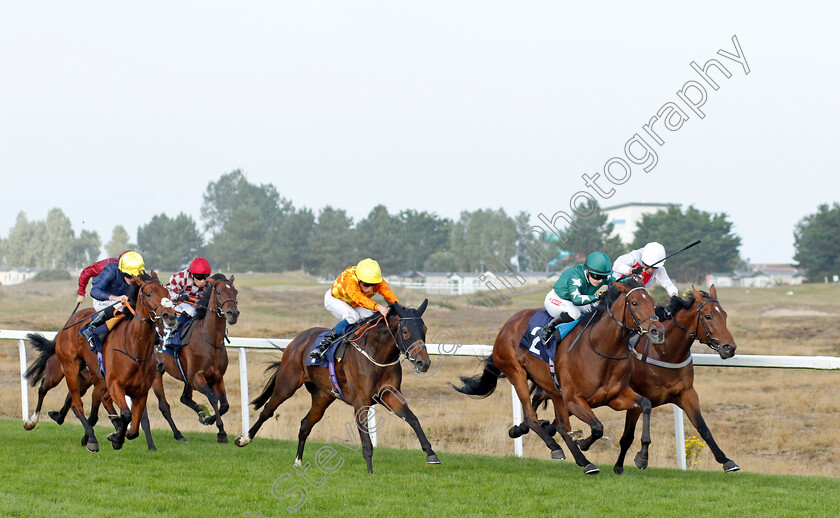 Jasmine-Joy-0001 
 JASMINE JOY (centre, William Buick) beats PRINCESS NADIA (right) in The British EBF Premier Fillies Handicap 
Yarmouth 16 Sep 2021 - Pic Steven Cargill / Racingfotos.com