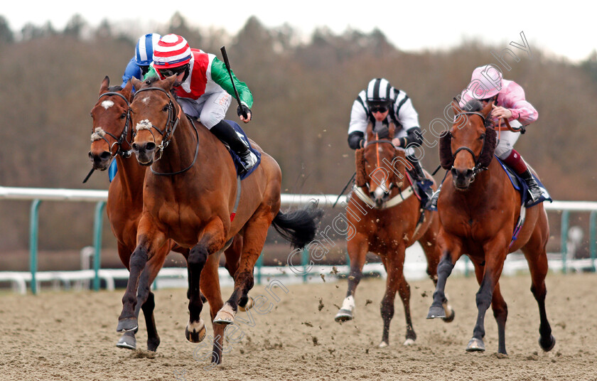 Apex-King-0006 
 APEX KING (Rossa Ryan) beats TINTORETTO (right) wins The Bombardier March To Your Own Drum Handicap
Lingfield 6 Mar 2021 - Pic Steven Cargill / Racingfotos.com