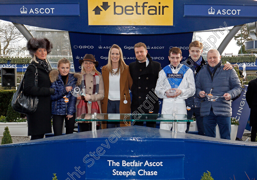 Waiting-Patiently-0014 
 Presentation to Richard Collins, Ruth Jefferson and Brian Hughes The Betfair Ascot Chase Ascot 17 Feb 2018 - Pic Steven Cargill / Racingfotos.com