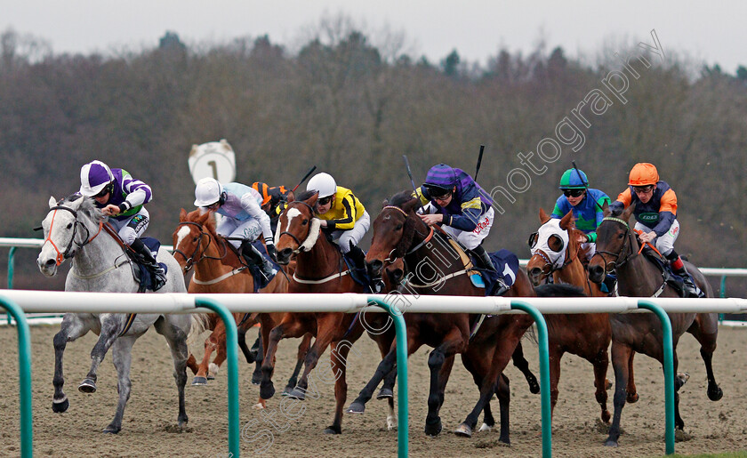 Miss-Minuty-0001 
 MISS MINUTY (left, Jason Watson) beats NURSE NIGHTINGALE (yellow) and ASSANILKA (2nd right) in The 32Redsport.com Fillies Handicap Lingfield 6 Jan 2018 - Pic Steven Cargill / Racingfotos.com