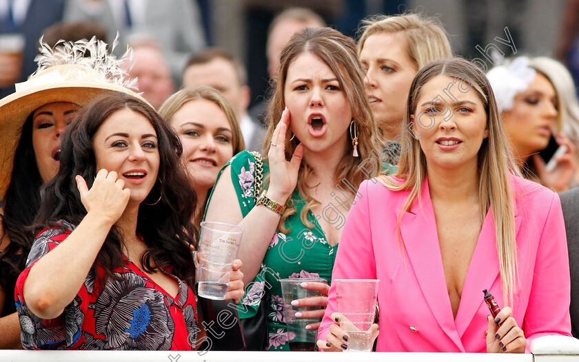 Ladies-0002 
 Ladies watching the action unfold at Aintree 13 Apr 2018 - Pic Steven Cargill / Racingfotos.com