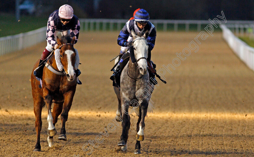 Heptathlete-0004 
 HEPTATHLETE (right, Benoit de la Sayette) beats GONZAGA (left) in The Bombardier March To Your Own Drum Apprentice Handicap
Wolverhampton 11 Jan 2021 - Pic Steven Cargill / Racingfotos.com