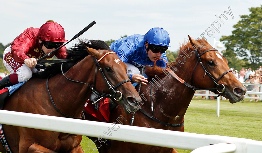 Laser-Show-0003 
 LASER SHOW (Tom Queally) beats RIOT (left) in The Irish Stallion Farms EBF Novice Stakes
Sandown 5 Jul 2019 - Pic Steven Cargill / Racingfotos.com