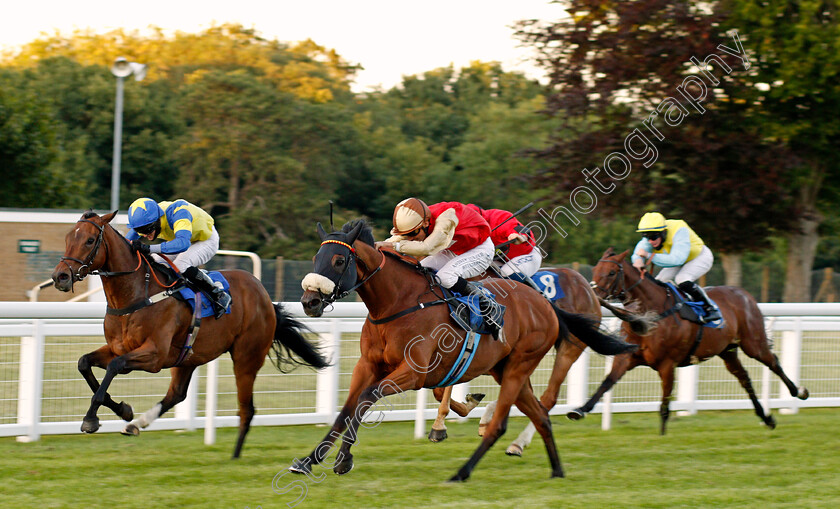 C Est-No-Mour-0002 
 C'EST NO MOUR (centre, George Wood) beats MILLIONS MEMORIES (left) in The Get Daily Tips At racingtv.com Handicap
Salisbury 11 Jul 2020 - Pic Steven Cargill / Racingfotos.com