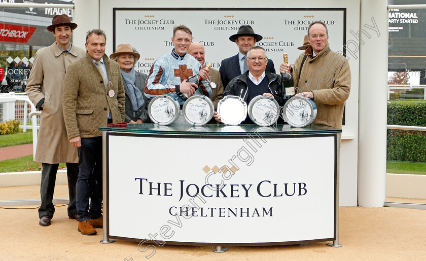 Duke-Street-0009 
 Presentation to Cillin Leonard, Richard Newland and owners for The Two Farmers Crisps Handicap Hurdle won by DUKE STREET
Cheltenham 25 Oct 2019 - Pic Steven Cargill / Racingfotos.com