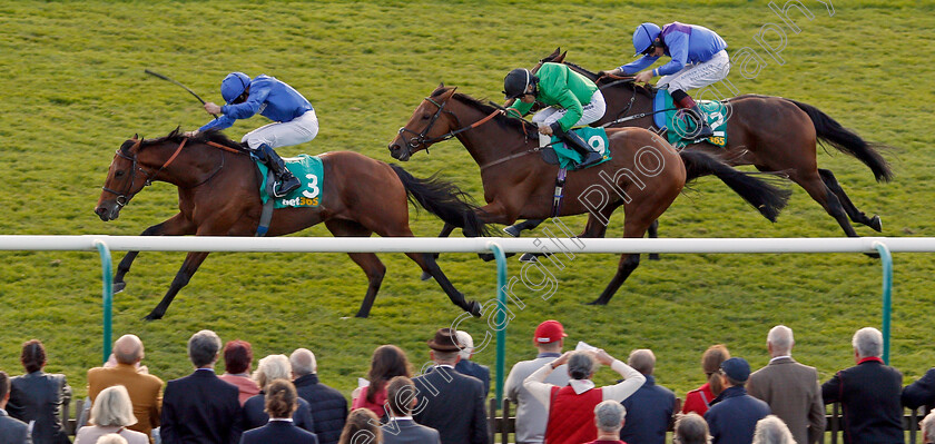 First-Nation-0003 
 FIRST NATION (William Buick) beats EYNHALLOW (centre) and DUKE OF BRONTE (right) in The bet365 Old Rowley Cup Newmarket 13 Oct 2017 - Pic Steven Cargill / Racingfotos.com