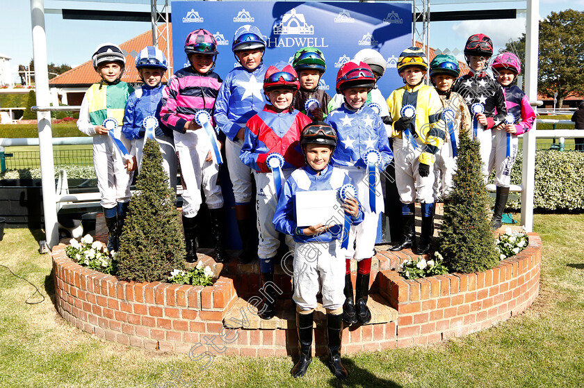 Briar-Smokey-Joe-0010 
 Presentation to Zac Kent and the other riders afetr The Shetland Pony Grand National Flat Race won by BRIAR SMOKEY JOE
Newmarket 28 Sep 2018 - Pic Steven Cargill / Racingfotos.com