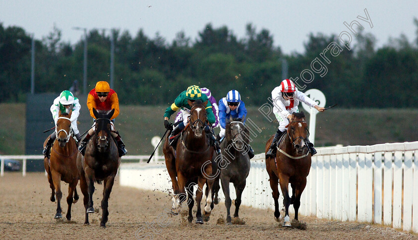 Quick-Breath-0001 
 QUICK BREATH (centre, Rob Hornby) beats REAL ESTATE (right) in The Davies Insurance Services Handicap
Chelmsford 24 Jul 2018 - Pic Steven Cargill / Racingfotos.com