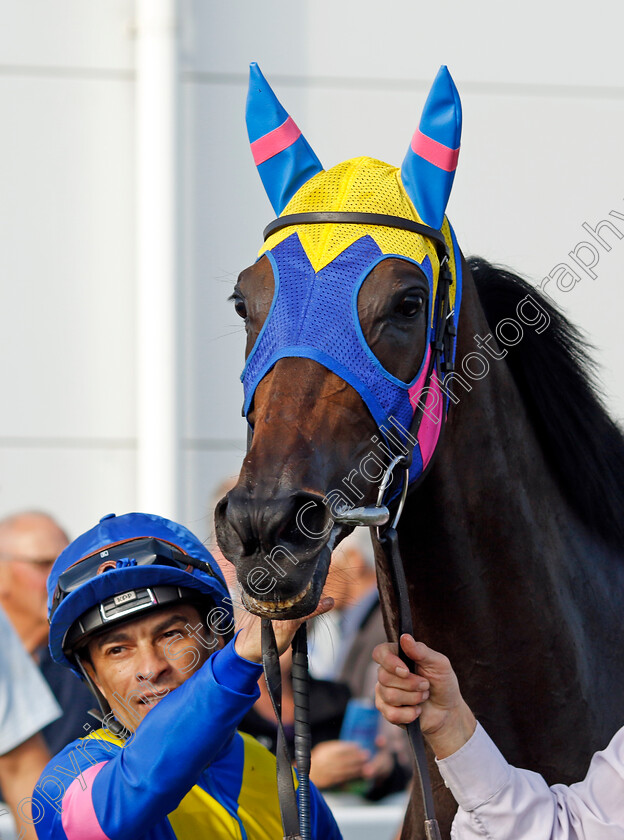 Sound-Angela-0009 
 SOUND ANGELA (Silvestre de Sousa) winner of The EBF Stallions John Musker Fillies Stakes
Yarmouth 18 Sep 2024 - Pic Steven Cargill / Racingfotos.com