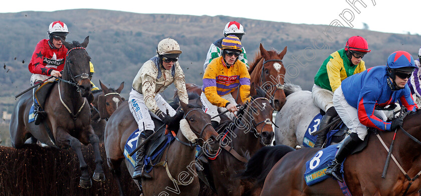 Ballyhill-0002 
 BALLYHILL (left, Jamie Bargary) wins The BetBright Best For Festival Betting Handicap Chase Cheltenham 1 Jan 2018 - Pic Steven Cargill / Racingfotos.com