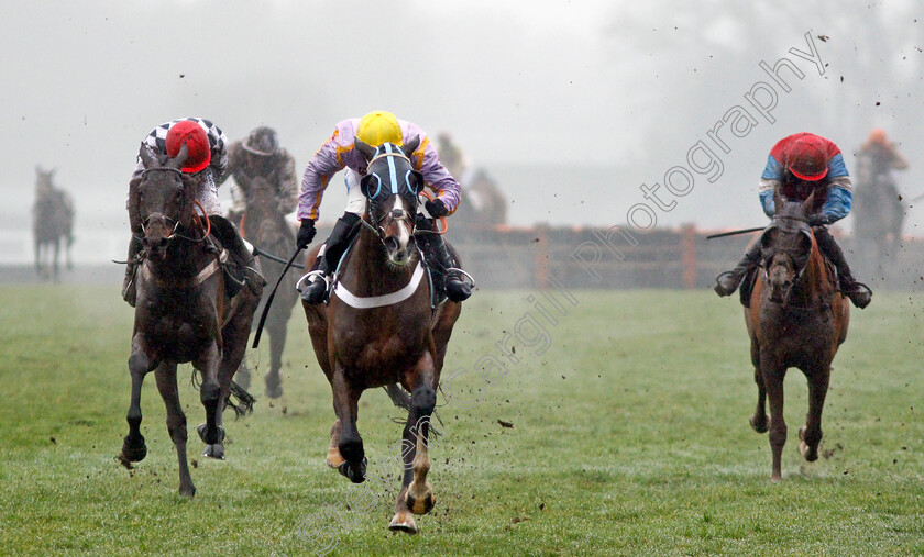 Jenkins-0004 
 JENKINS (centre, James Bowen) beats BURBANK (left) in The Ascot Spring Garden Show Holloway's Handicap Hurdle Ascot 20 Jan 2018 - Pic Steven Cargill / Racingfotos.com