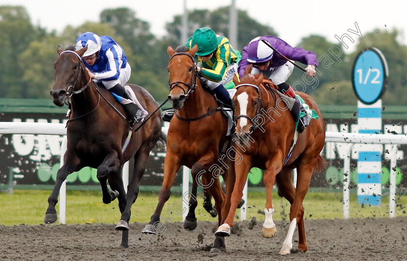 The-Terminus-0005 
 THE TERMINUS (left, Richard Kingscote) beats MYSTICAL ELEGANCE (right) and EIGHTH AVENUE (centre) in The Unibet Zero% Mission Maiden Fillies Stakes
Kempton 12 Jun 2024 - Pic Steven Cargill / Racingfotos.com