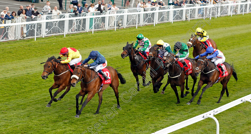 Knicks-0004 
 KNICKS (Joanna Mason) beats VINCE L'AMOUR (left) in The tote.co.uk Saddle-Up For More Than Racing Handicap
Chester 8 May 2024 - Pic Steven Cargill / Racingfotos.com