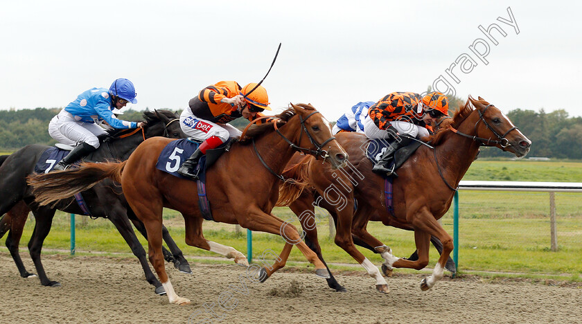 Sophosc-0004 
 SOPHOSC (right, Charles Bishop) beats ITIZZIT (nearside) in The Witheford Equine Barrier Trials At Lingfield Park Nursery
Lingfield 4 Oct 2018 - Pic Steven Cargill / Racingfotos.com