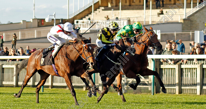 Malakahna-0003 
 MALAKAHNA (centre, Callum Hutchinson) beats NOVEL LEGEND (left) in The Hamish Kinmond 70th Birthday Handicap
Newmarket 28 Oct 2022 - Pic Steven Cargill / Racingfotos.com