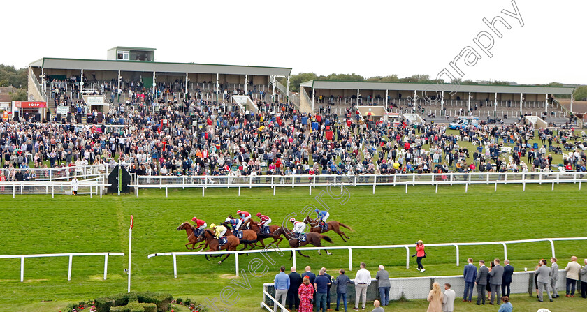 Tajanis-0007 
 TAJANIS (yellow, Cieren Fallon) on his way to winning The Moulton Nurseries Handicap
Yarmouth 21 Sep 2023 - Pic Steven Cargill / Racingfotos.com