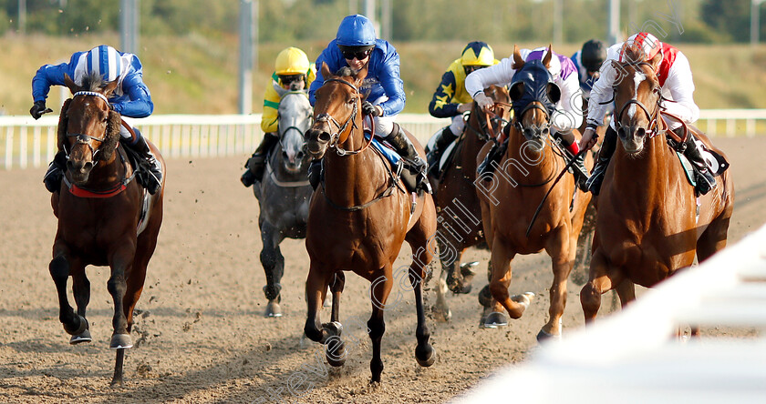 Attainment-0002 
 ATTAINMENT (right, P J McDonald) beats CANTINIERE (centre) and MONAADHIL (left) The Harrogate Spa Water Handicap
Chelmsford 23 Jul 2019 - Pic Steven Cargill / Racingfotos.com