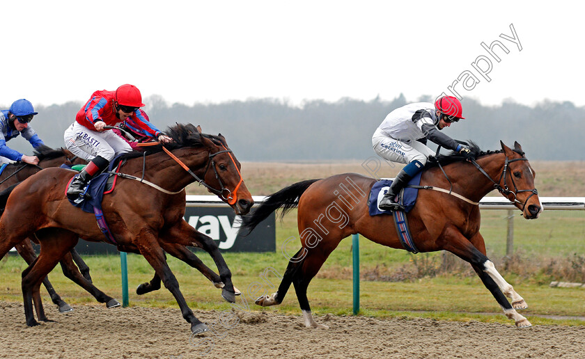 Merry-Secret-0006 
 MERRY SECRET (Alistair Rawlinson) beats HE CAN DANCE (left) in The Play Ladbrokes 5-A-Side On Football Handicap
Lingfield 6 Feb 2021 - Pic Steven Cargill / Racingfotos.com