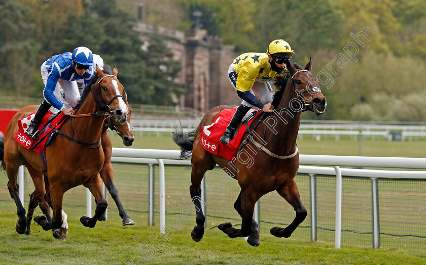 Euchen-Glen-and-Withhold-0001 
 EUCHEN GLEN (Paul Mulrennan) leads WITHHOLD (left)
Chester 6 May 2021 - Pic Steven Cargill / Racingfotos.com