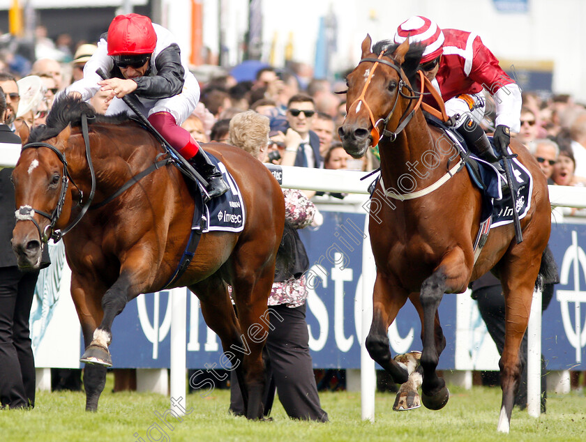 Cracksman-0005 
 CRACKSMAN (left, Frankie Dettori) beats SALOUEN (right) in The Investec Coronation Cup
Epsom 1 Jun 2018 - Pic Steven Cargill / Racingfotos.com