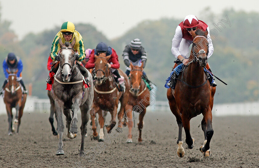 Graffiti-Master-0007 
 GRAFFITI MASTER (right, James Doyle) beats BAILEYS EXCELERATE (left) in The Matchbook British Stallion Studs EBF Novice Stakes Kempton 25 Sep 2017 - Pic Steven Cargill / Racingfotos.com