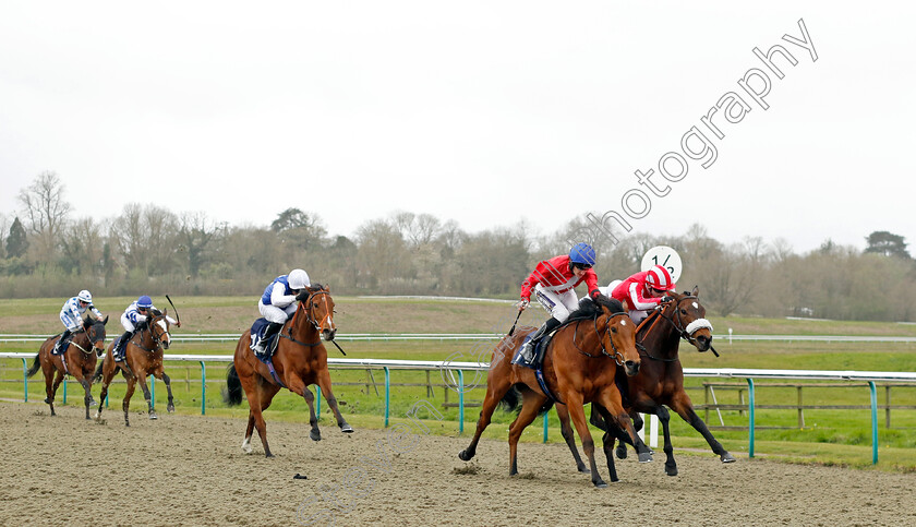 Surveyor-0004 
 SURVEYOR (2nd right, Daniel Muscutt) beats BATTLE QUEEN (right) in The Get Raceday Ready Maiden Fillies Stakes
Lingfield 4 Apr 2024 - Pic Steven Cargill / Racingfotos.com