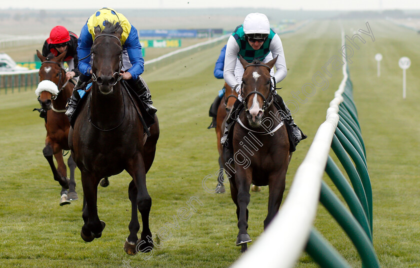 Solid-Stone-0004 
 SOLID STONE (left, Ryan Moore) beats WAR TIGER (right) in The bet365 Handicap
Newmarket 16 Apr 2019 - Pic Steven Cargill / Racingfotos.com