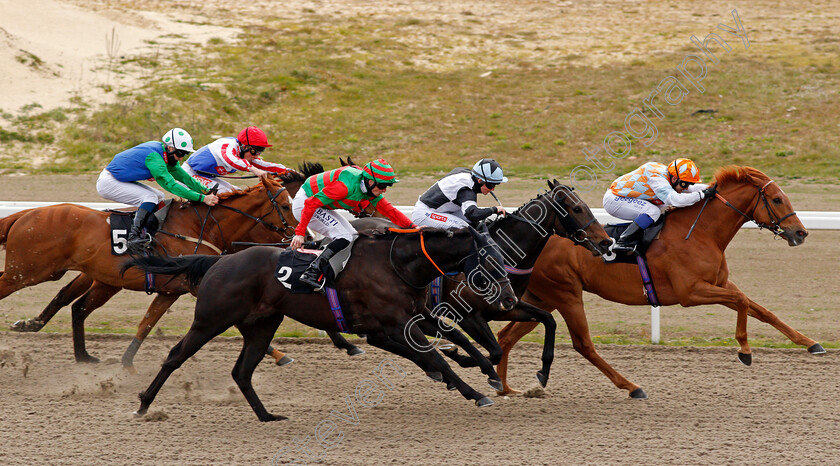 Sir-Rodneyredblood-0004 
 SIR RODNEYREDBLOOD (Marco Ghiani) beats RED ALERT (2nd right) and AL ASEF (nearside) in The Celebrating The tote And PMU Partnership Handicap
Chelmsford 29 Apr 2021 - Pic Steven Cargill / Racingfotos.com