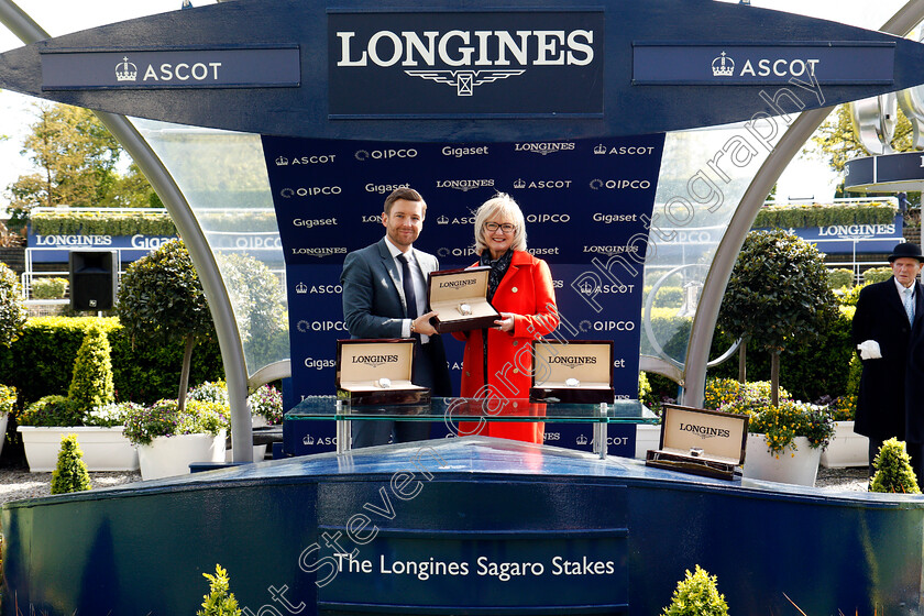 Torcedor-0013 
 Presentation to Mrs Ellis for The Longines Sagaro Stakes won by TORCEDOR Ascot 2 May 2018 - Pic Steven Cargill / Racingfotos.com