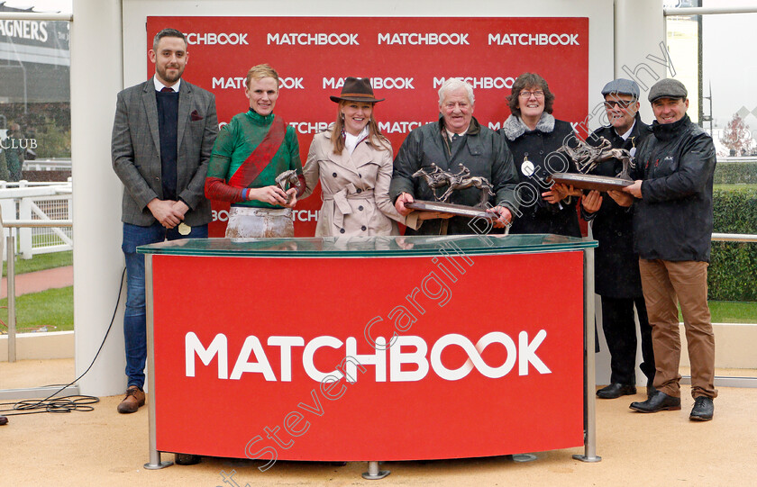 The-Conditonal-0006 
 Presentation to Tom Cannon, David Bridgwater and owners for The Matchbook Betting Exchange Handicap Chase won by THE CONDITIONAL 
Cheltenham 26 Oct 2019 - Pic Steven Cargill / Racingfotos.com