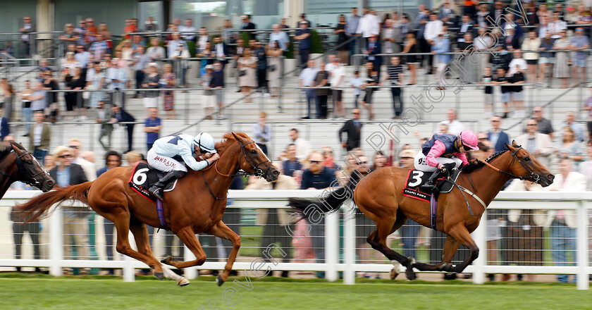 Billy-Mill-0005 
 BILLY MILL (Saffie Osborne) beats AMSTERDAM (centre) in The Chapel Down Handicap
Ascot 26 Jul 2024 - Pic Steven Cargill / Racingfotos.com