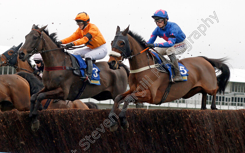 Tea-For-Two-and-Theatre-Guide-0001 
 TEA FOR TWO (left, Lizzie Kelly) and THEATRE GUIDE (right, Harry Ciobden) Cheltenham 27 Jan 2018 - Pic Steven Cargill / Racingfotos.com