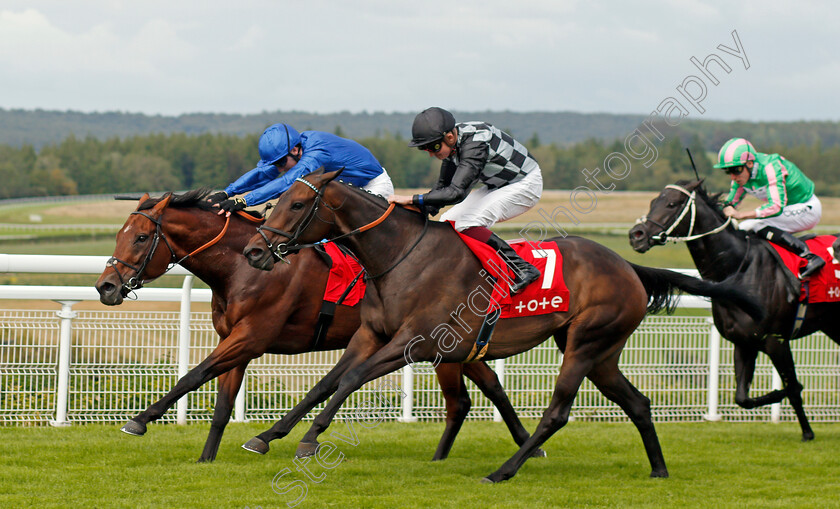 Lavender s-Blue-0004 
 LAVENDER'S BLUE (Rob Hornby) beats BENBATL (left) in The Tote Celebration Mile
Goodwood 28 Aug 2021 - Pic Steven Cargill / Racingfotos.com