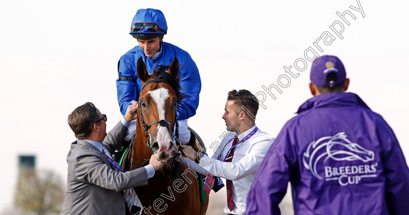 Mischief-Magic-0015 
 MISCHIEF MAGIC (William Buick) after the Breeders' Cup Juvenile Turf Sprint
Breeders Cup Meeting, Keeneland USA, 4 Nov 2022 - Pic Steven Cargill / Racingfotos.com