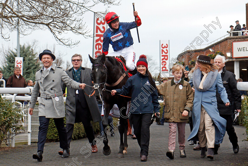 Black-Corton-0008 
 BLACK CORTON (Bryony Frost) after winning The 32Red Kauto Star Novices Chase Kempton 26 Dec 2017 - Pic Steven Cargill / Racingfotos.com